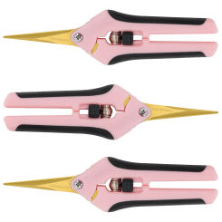 3PCS Pruning Shears with Curved Blades, Garden Trimming Scissors, Gardening Hand Pruning Snips Titanium Coated Precision Bonsai