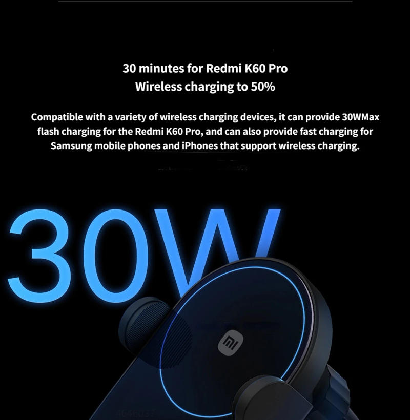 Description Picture 6 of itemOriginal Xiaomi 30W Max Wireless Car Charger Wireless Fast Flash Charging Support Power-Off and Inductive Expansion Phone Holder