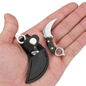 New Multi EDC Tool Wood Handle Keychain Pocket Knife Stainless Steel Camping Small Mini Portable Knife Peeler Fixed Blade