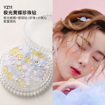 Eye Glitter Face Flower Butterfly Decoration for Makeup Crystal Pearls Rhinestone Kit for Birthday Party Face Decor DIY Nail Art