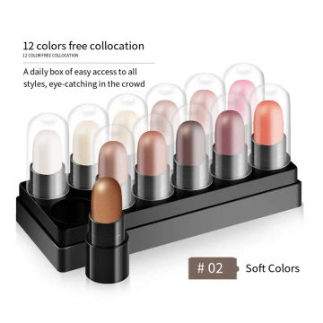 12 Colors Eyeshadow Pencil Set  Waterproof Long Lasting Glitter Shimmer Eye Shadow Pen Highlighter Stick Lipstick Makeup Box Set