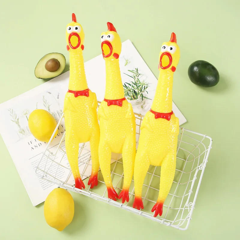 Description Picture 6 of itemPets Dog Toys Screaming Chicken Squeeze Sound Toy for Dogs Super Durable & Funny Squeaky Yellow Rubber Chicken Dog Chew Toy