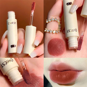 QIBEST Nude Velvet Matte Liquid Lipstick Lightweight Lip Glaze Long Lasting Waterproof Lip Gloss Cosmetic Lip Tint Sexy Red Lips