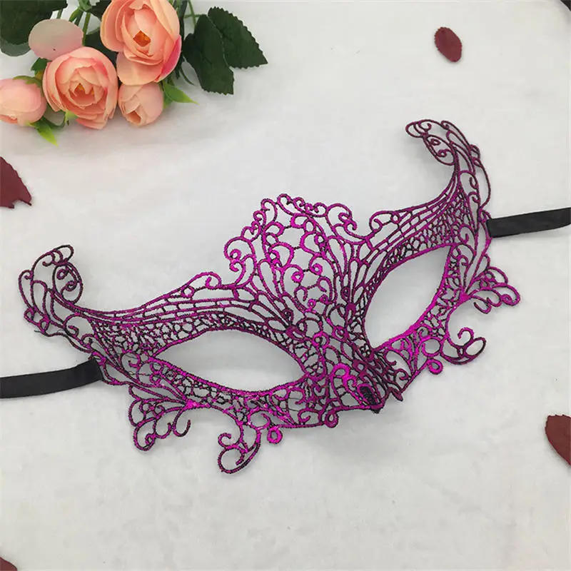 Description Picture 3 of itemWomen's Sexy Half Face Animal Lace Party Mask for Halloween Masquerade Cosplay Party Supplies Ladies Anime Eye Masks Purple