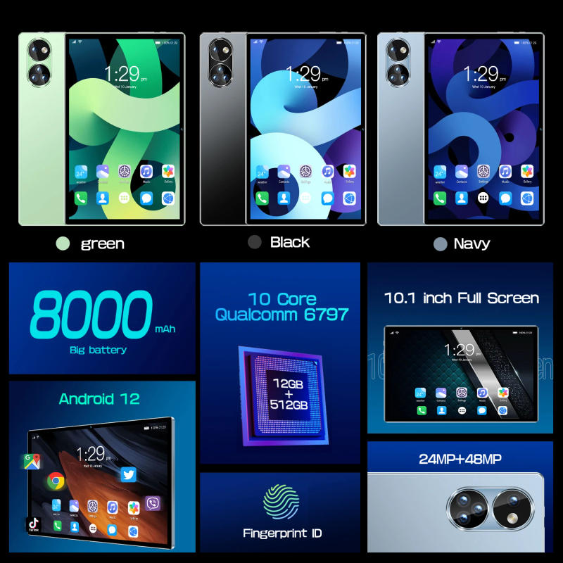 Description Picture 3 of itemWorld Premiere 2023 P10 Pad 10.1 Inch Tablet Pc Deca Core 12GB RAM 512GB ROM High Speed Tablets Android 12.0 Google 4G LTE Phone