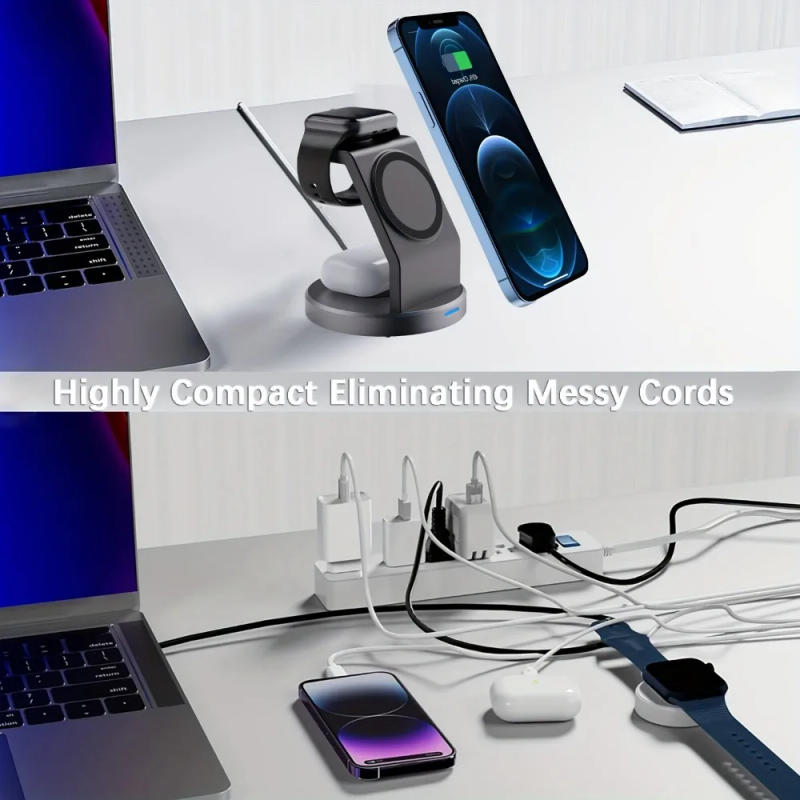 Description Picture 4 of itemWireless 3 in1 Magnetic Charger Station 15W Magsafe Wireless Charging Dock For IPhone 14 13 12 Pro Max Series IWatch AirPods