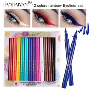 12 Colors/Box Color Liquid Eye Liner Waterproof White Eyeliner Pencil Makeup Set Cosmetics Long-Lasting Make Up Colored Blue Pen