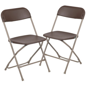 Series Plastic Folding Chair - Brown  2 Pack 650LB Weight Capacity Comfortable Event Lightweight