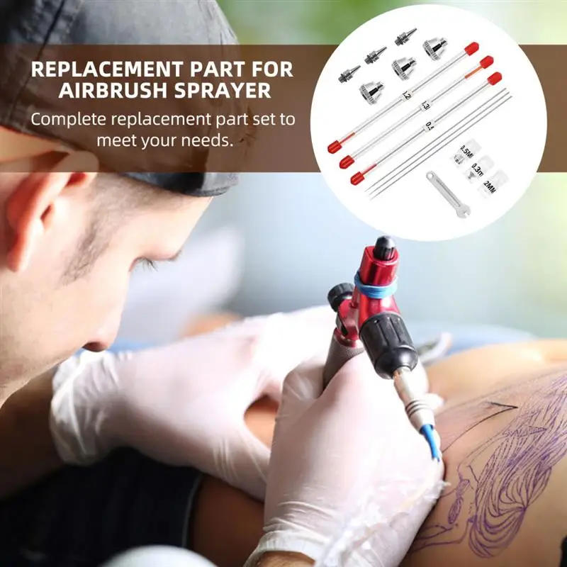 Description Picture 5 of itemAirbrush Nozzle Needle Replacement Needles Part Sprayer Tips Air Painting Cap Accessories Brushes 0. Machine Spray 2Mm Set 3Mm