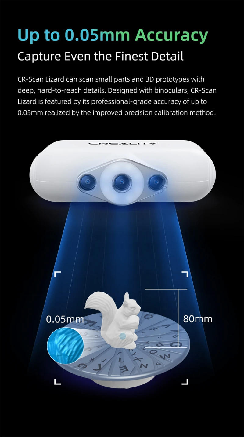 Description Picture 3 of itemCreality 3D Scanner CR-Scan Lizard 0.05mm Accuracy No-marker Bright Light Scanning Multiple Mode Scanning for All 3D Printers