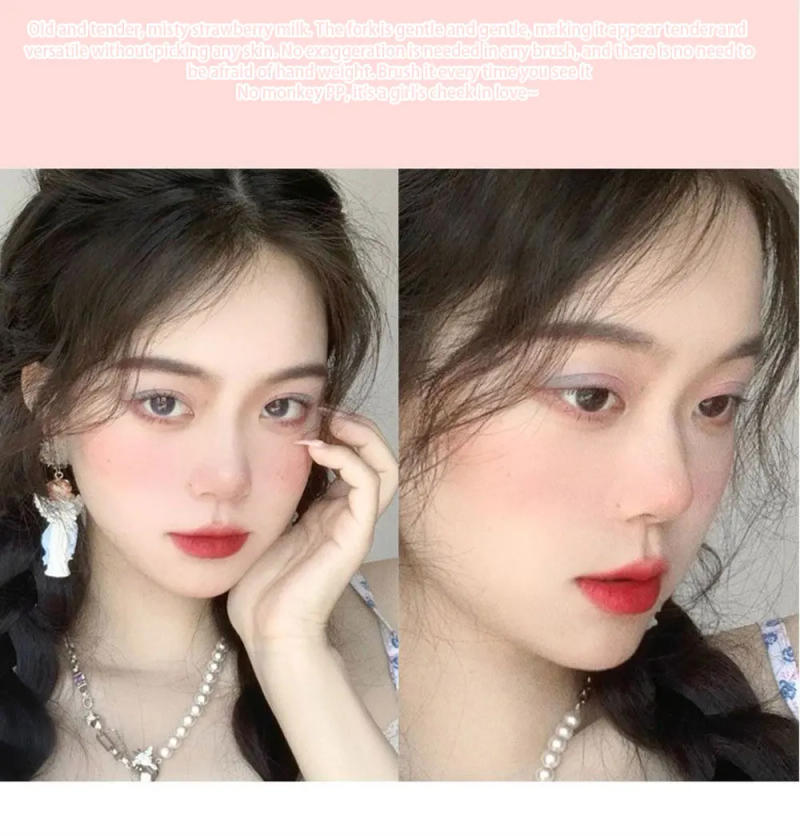 Description Picture 5 of itemFace Blusher Matte Natural Cheek Tint Brighten Face Waterproof Face Contouring Cosmetics Blush Powder Soft Female Makeup 1pcs