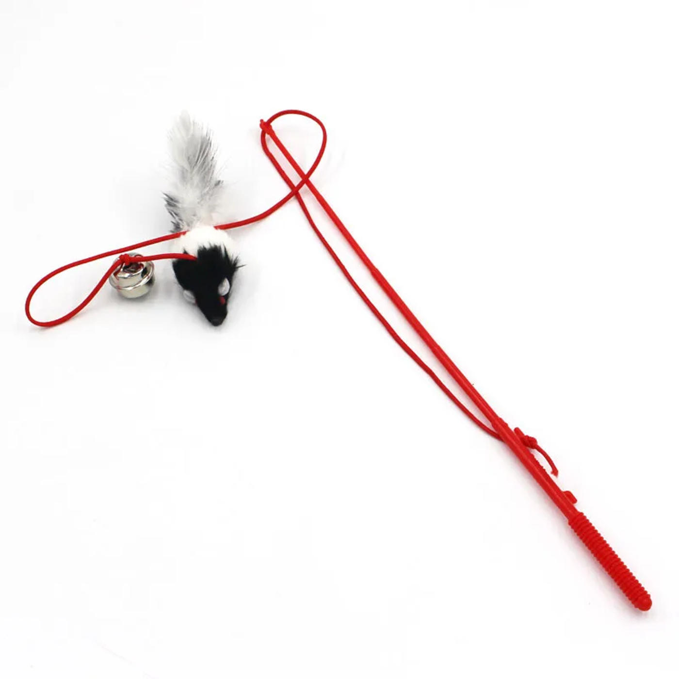 Description Picture 6 of itemCat Funny Feather Mouse Stick with Bell Playing Dangle Faux Mice Tease Fun Kitten Rod Toy Interactive Fishing Rod Wand for Cats