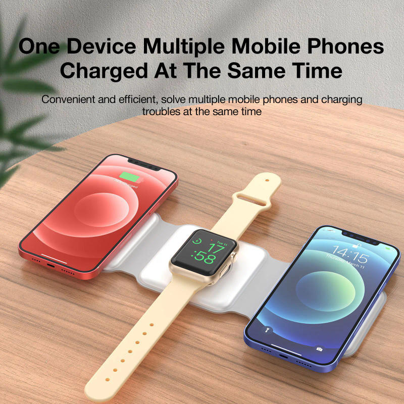 Description Picture 4 of item3 In 1 Wireless Charger Pad Stand Foldable for iPhone 15 14 13 12 11 X Apple Watch AirPods 15W Fast Charging Dock Station
