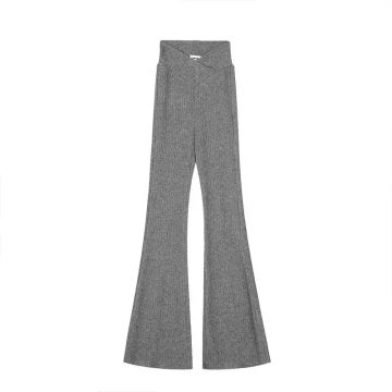 Deeptown Y2K Knitted Flare Pants Women Harajuku Retro Slim Basic Gray Flared Leggings Vintage Streetwear Black Jogger Sweatpants
