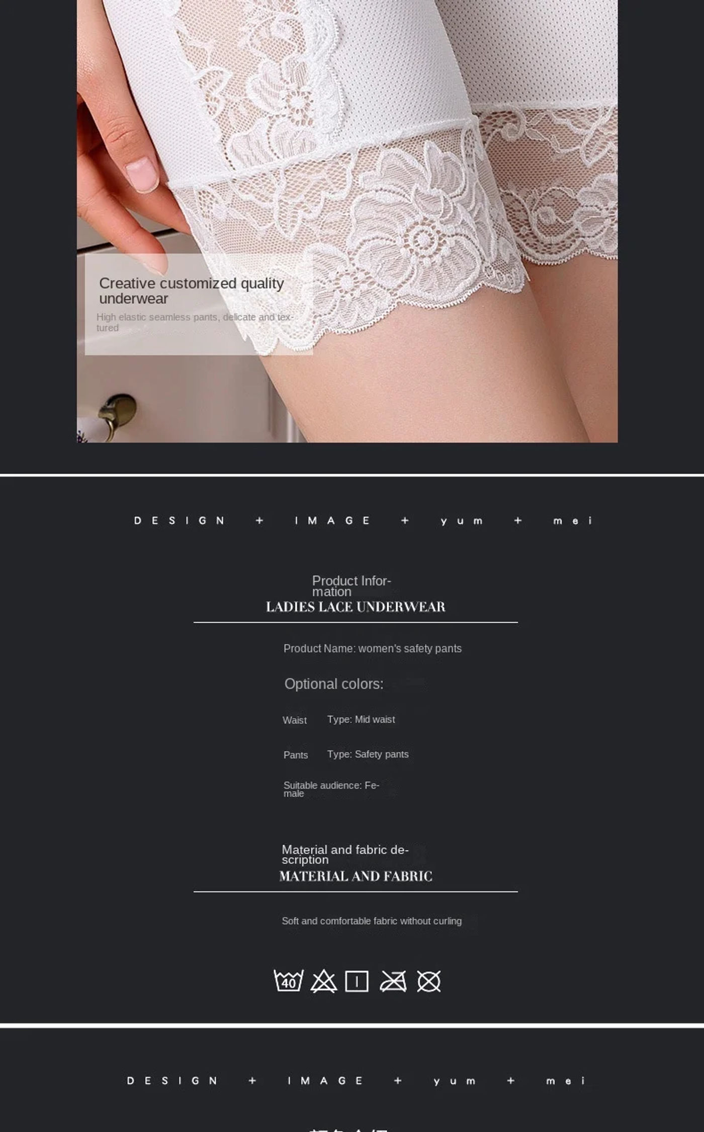Description Picture 5 of item2023 New Female Panties Lace Seamless Safety Short Pants Women's High Waist Stretch Shorts Briefs Slimming Underwear Lingerie