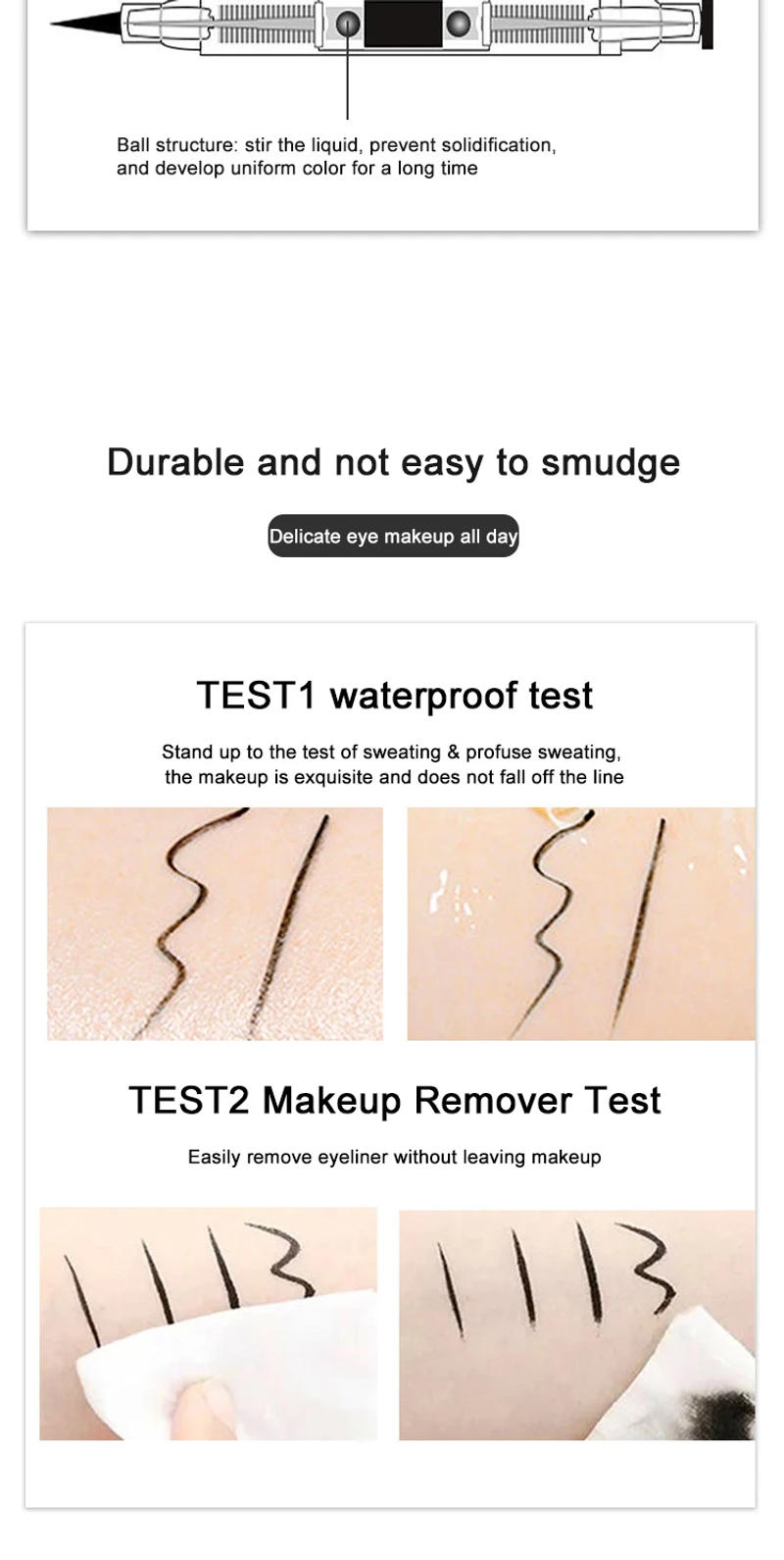 Description Picture 6 of item2 In1 Stamp Liquid Eyeliner Pencil Water Proof Fast Dry Double-ended Black Seal Eye Liner Pen Make Up for Women Cosmetics