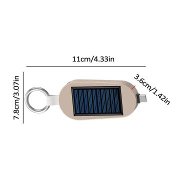 Solar Power Bank Wireless Mobile Phone Charger 3000mAh Solar Powered Type C Power Bank Magnetic Smart Watch Charger Keychain