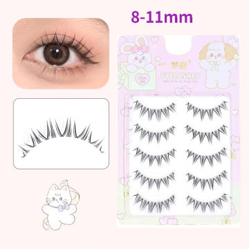 Fairy 5 Pairs Air Lash New A-Type Fishtail False Eyelashes Transparent Stem Manga False Lashes Nature Nude Makeup Little Devil