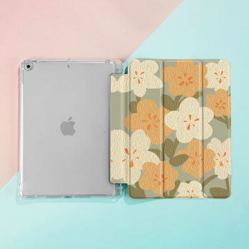 For iPad 9th/8th/7th Generation Case (2021/2020/2019) iPad 10.2,Air4/5 10.9-Inch Flower Cover with Pencil Holder [Sleep/Wake]