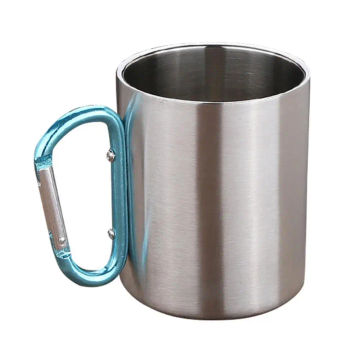 360ml Outdoor Water Cup Camping Travel Stainless Steel Cup Carabiner Hook Handle Picnic Water Mug Outdoor Travel Hike Cups