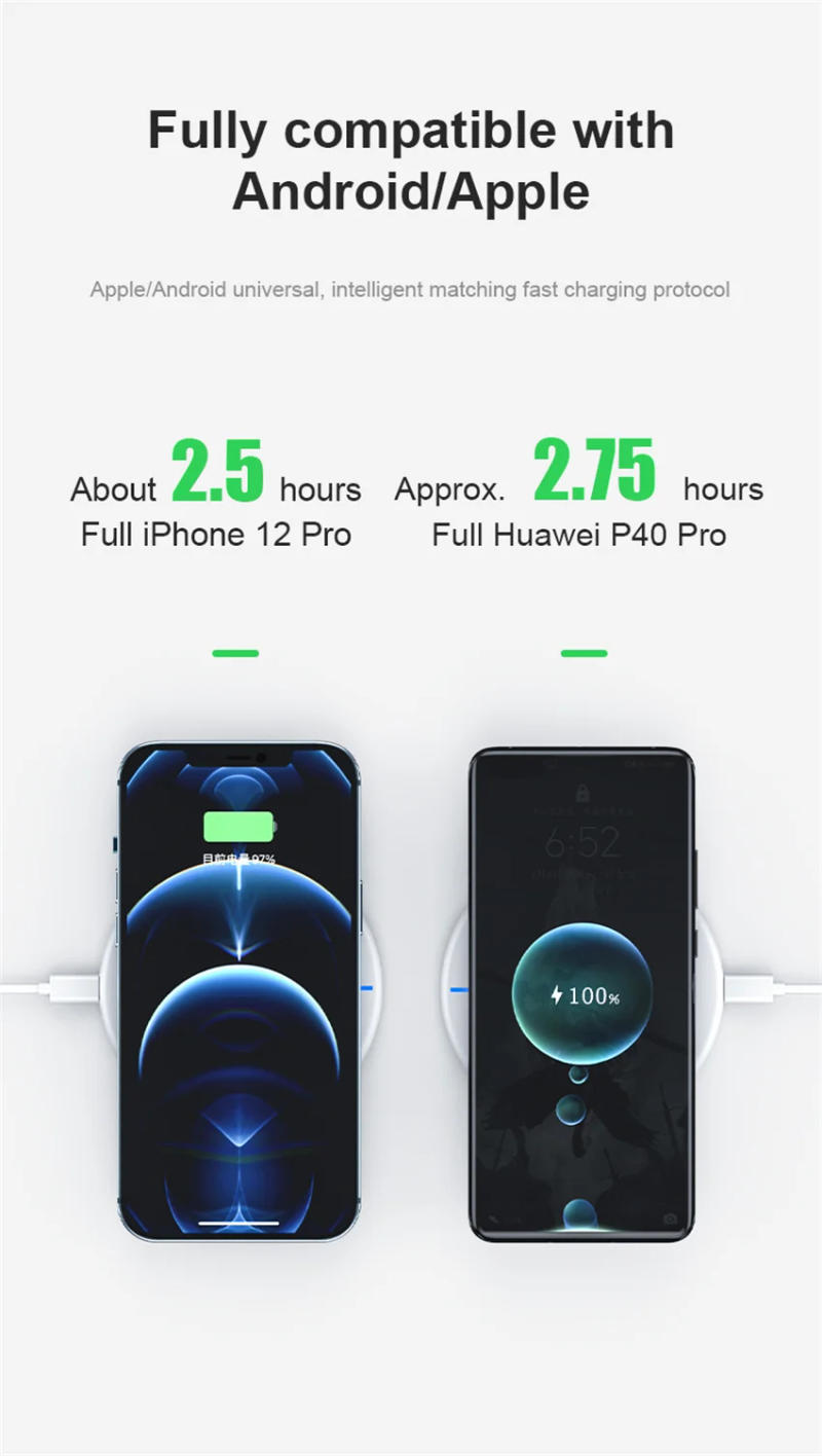 Description Picture 3 of itemWireless Charger Pad For Samsung Galaxy S20 S10 S9 S8 Note Fast Charging Dock Station For iPhone 14 13 12 11 Pro Xs Max X 8 Plus