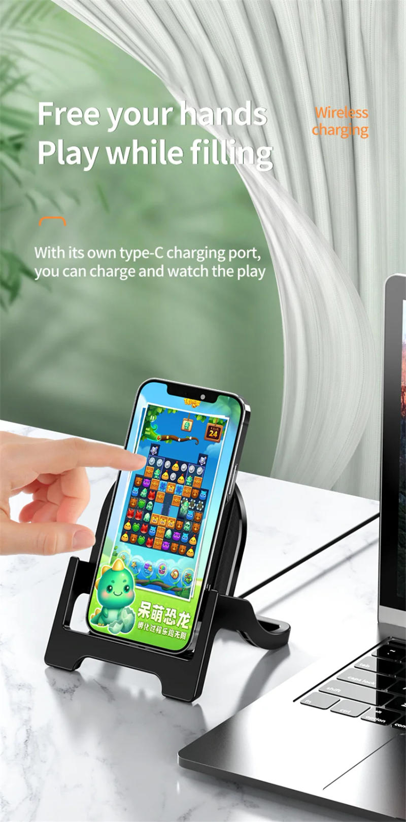 Description Picture 5 of item30W Wireless Charger Stand Pad For iPhone 13 12 11 Pro X Max XR 8 Samsung S21 S20 S10  Fast Charging Dock Station Phone Holder