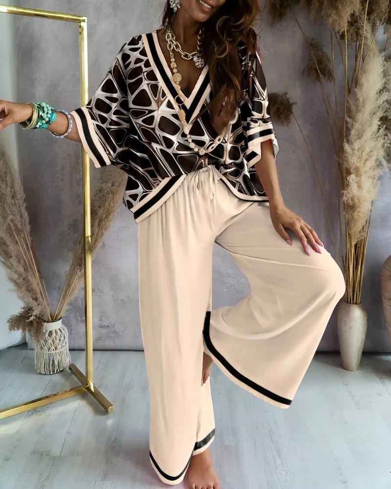 Description Picture 5 of itemWomen Tracksuit 2 Piece Set Long Sleeve Two Piece Set Sweatshirt Fashion print Top Casual Trousers Ladies Suit