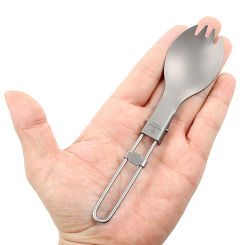 TOMSHOO Titanium Folding Spork Outdoor Camping Hiking Backpacking Dinner Spork Utensil Tableware For Outdoor Backpacking Dinner