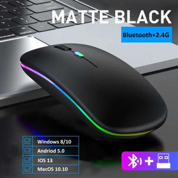 Wireless Mouse Bluetooth-Compatible / 2.4G Two connection modes Rechargeable RGB Mouse Gamer Silent Mice For Computer Laptop