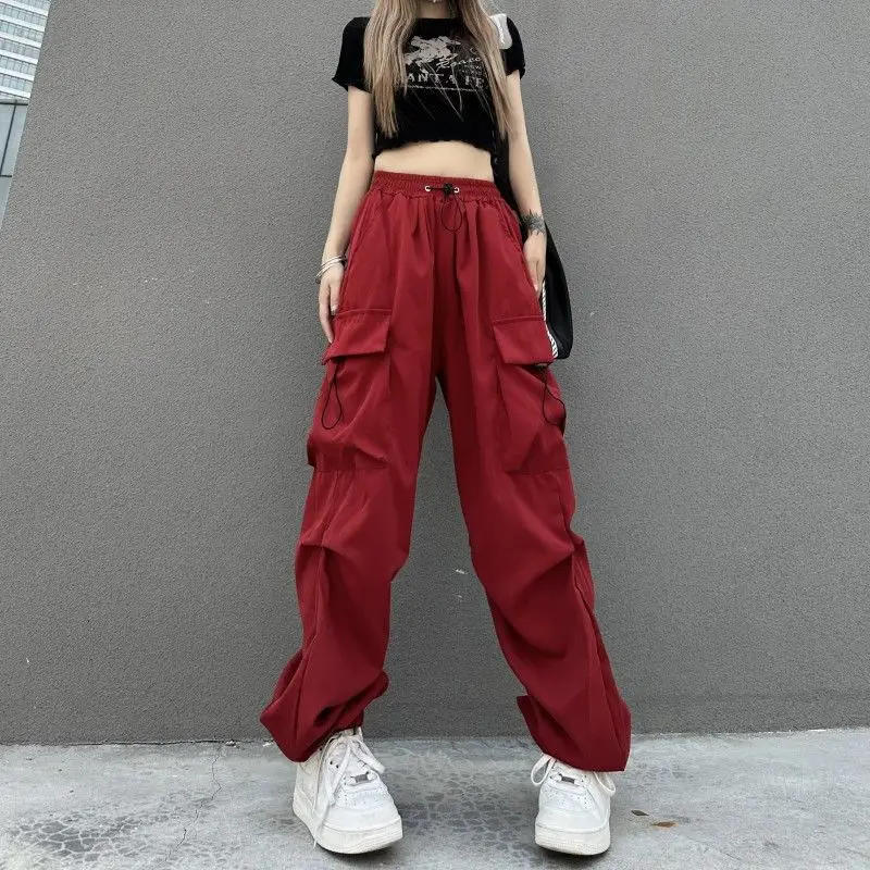 Description Picture 4 of itemY2K Women Streetwear Cargo Pants Korean Harajuku Casual Solid Baggy Straight Trousers Fashion Wide Leg Pockets Joggers Trousers