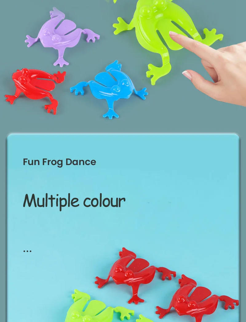 Description Picture 5 of item12 Pieces Frogs Bounce Fidget Jumping Leap Toys Child Animals Cute Crab Pot Storage Assorted Colors Children Birthday Gift