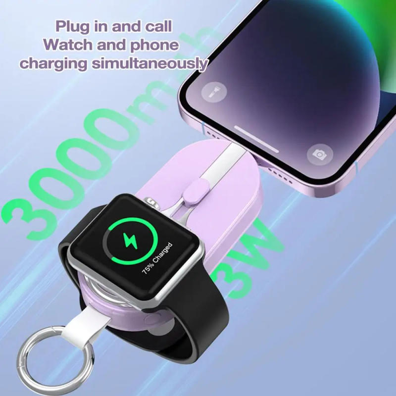 Description Picture 3 of itemSolar Power Bank Wireless Mobile Phone Charger 3000mAh Solar Powered Type C Power Bank Magnetic Smart Watch Charger Keychain