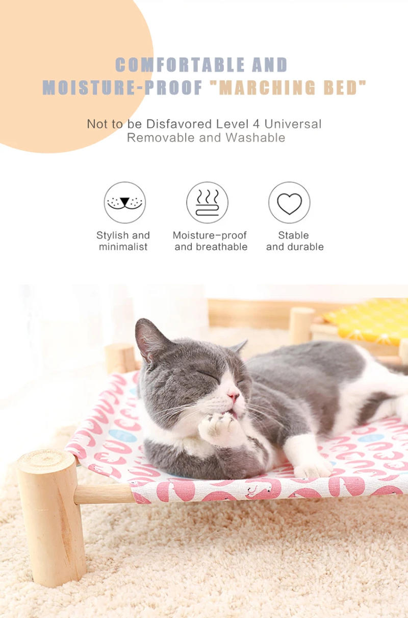Description Picture 3 of itemSummer Pet Sofa Dog Bed Cat Removable Mat Indoor Hammock Wooden Elevated Portable Pet Camping Wooden Bed