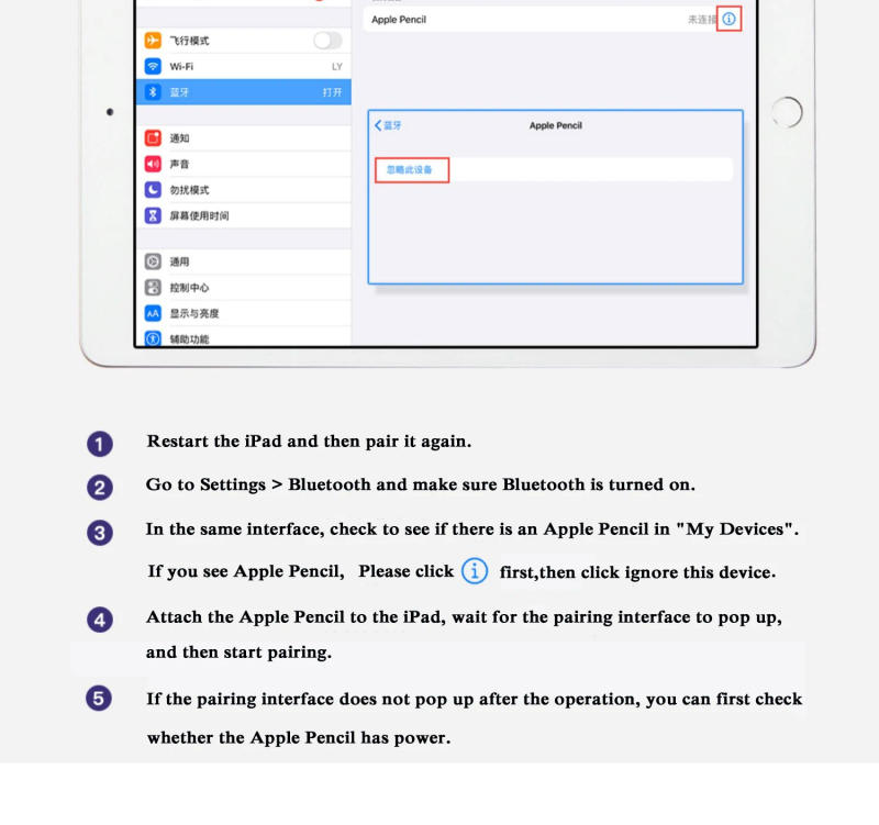 Description Picture 2 of itemFor Apple Pencil 1st Generation Stylus Pen iOS Tablet Touch Pen With Power Display for iPad 6 7 8 9 10 Pro 3 4 5 Air 3 mini 5