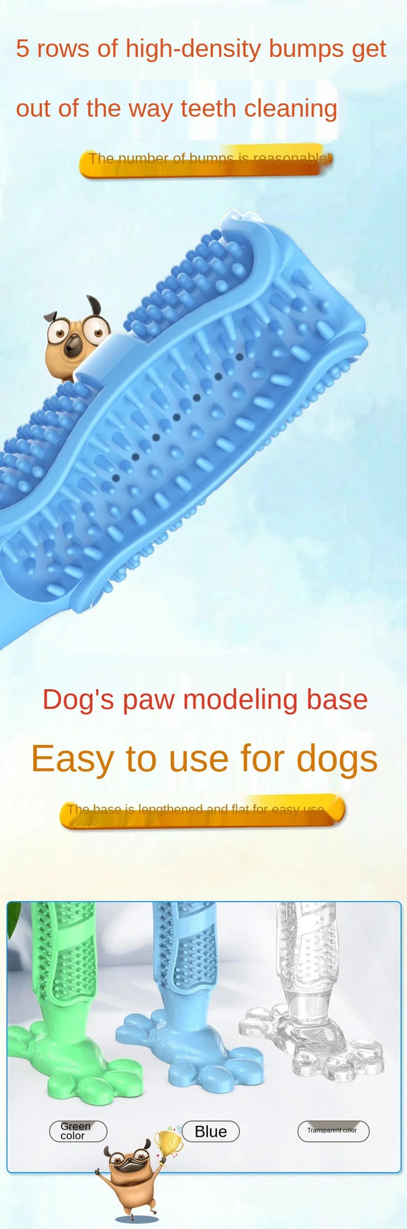 Description Picture 5 of itemPet Dog Toothbrush Chew Toy Doggy Brush Stick Soft Rubber Teeth Cleaning Dot Massage Toothpaste for Small dogs Pets Toothbrushes