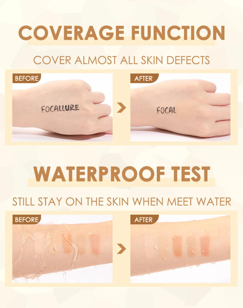 Description Picture 5 of itemFOCALLURE 5 In 1 Face Concealer Palette High Coverage Lightweight Longlasting Waterproof Foundation Cream Makeup Cosmetics
