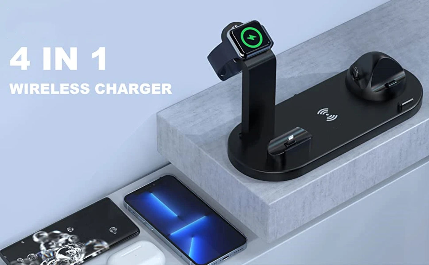 Description Picture 2 of item4 in 1 Fast Wireless Charger 30W For iPhone 14 13 Apple Watch 8 Airpods 3 for Samsung Galaxy Xiaomi Huawei Charging Dock Station