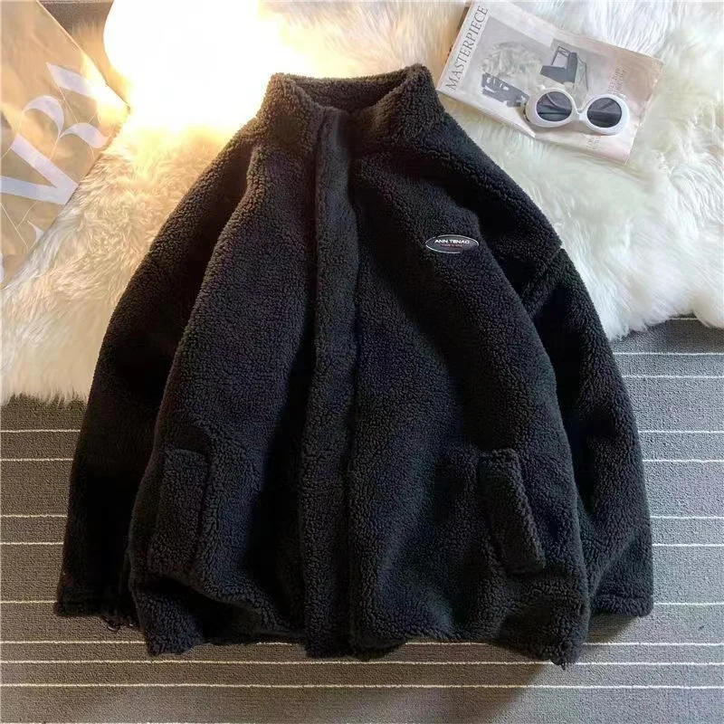 Description Picture 3 of item2023 Autumnand New Love Lamb Wool Cotton-padded Jacket Double Collar Coat Couple Y2k High Street Retro Cute Loose Coat Warm Coat