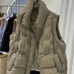 Janveny 2023 Fashion Down Vest Women Luxury Designer Sleeveless Jacket 90% Duck Down Gilet Autumn Winter Korean Female Waistcoat