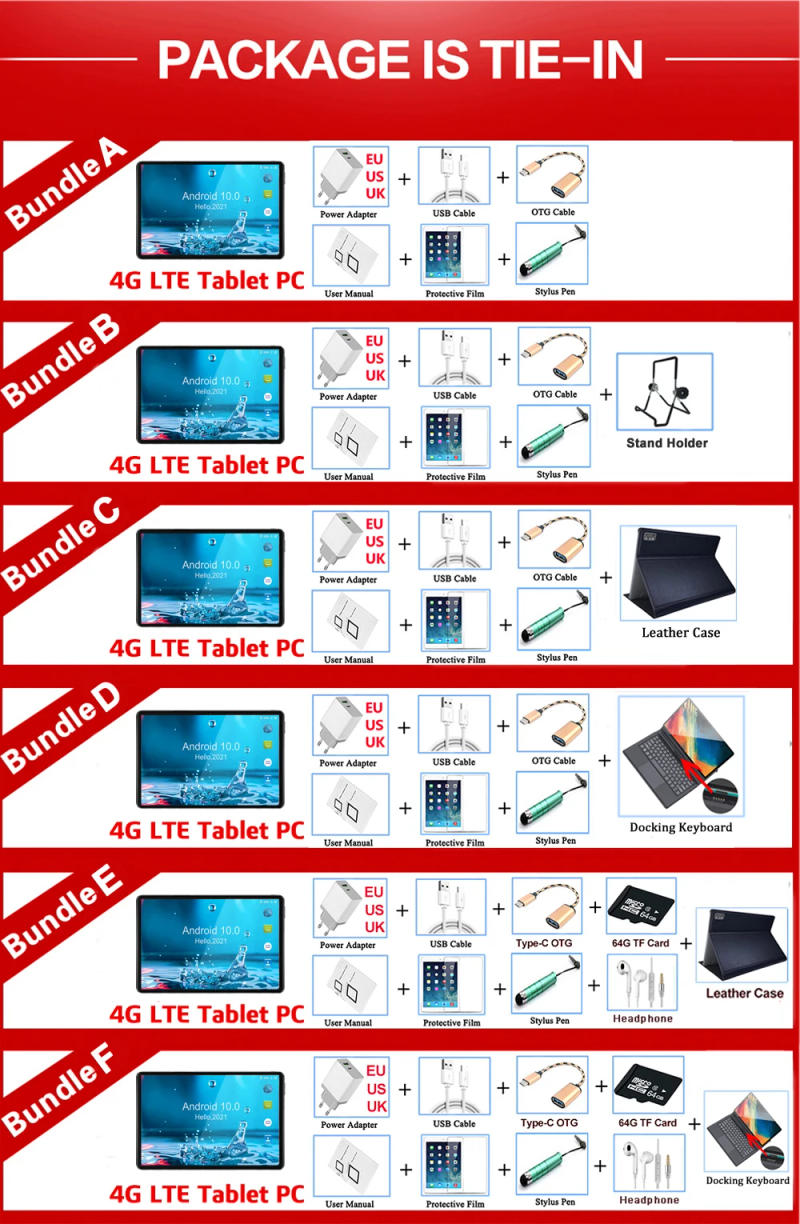 Description Picture 2 of itemOrginal Global Version Play store 10 inch Tablet 8GB RAM 128GB ROM 4G LTE Phone Call GPS 5G WiFi Android 10.0Q IPS Tablet pc