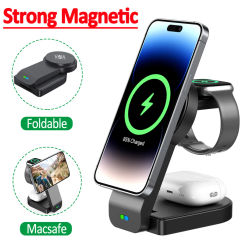 30W 3 in 1 Magnetic Wireless Charger Stand For iPhone 14 13 12 Pro Max Apple Watch  Airpods Pro Foldable Fast Charging Station