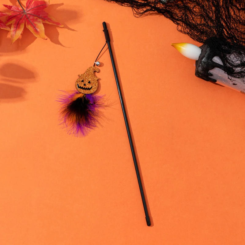 Description Picture 3 of itemCat Interactive Toy Halloween Feather Teaser Stick Wand Pet Feather Bell Refill Replacement Catcher Product for Cat Exercise