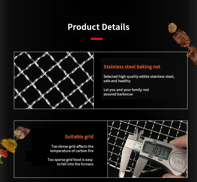 Description Picture 5 of itemBarbecue Grill Meshes 304 Stainless Steel Round Bbq Net With Foot Cooling Rack Steam Baking Rack Camping Outdoor Mesh Wire Net