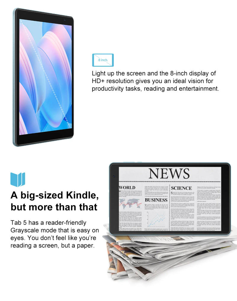 Description Picture 6 of itemBlackview Tab 5 Tablet 3GB RAM 64GB ROM Android 12 Tablets 8 Inch IPS Display 5580mAh WIFI 1280*800 Kindle