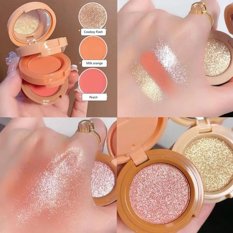 Description Picture 3 of item3 In 1 Matte Highlighter Blush Palette Pearly Blush Eyeshadow Face Cosmetics Makeup Palette Female Multifunctional Shiny T0E2