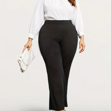 The new summer plus-size high elastic fabric business dress wear with a stylish wide leg pants