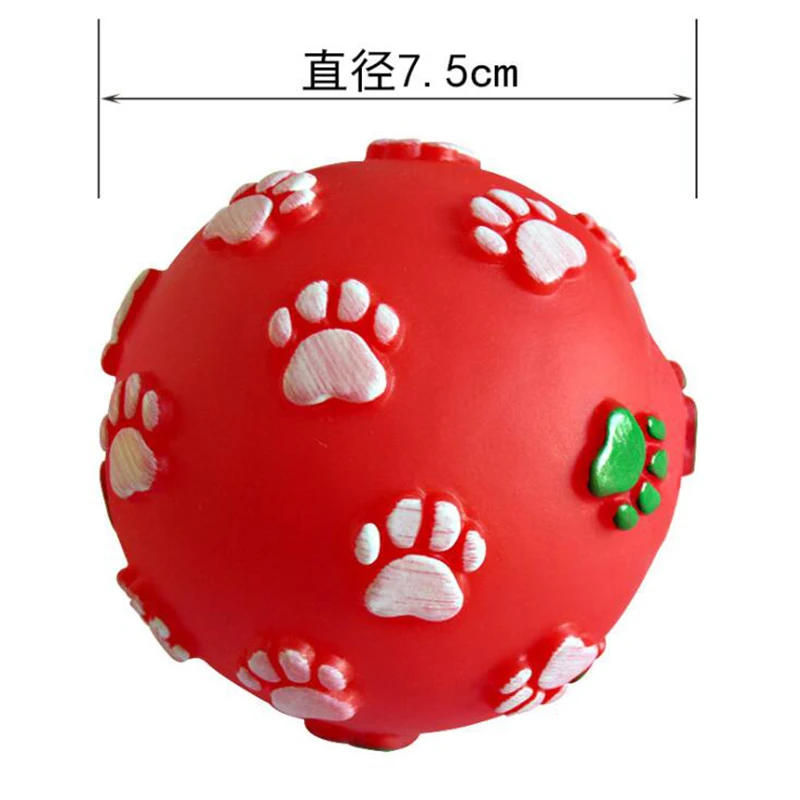 Description Picture 5 of itemFunny Pet Dog Foot Print Ball Toy Colorful Sound Squeaky Toys for Dogs Cats Soft Rubber Chew Sound Interactive Ball Toys