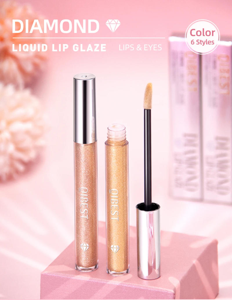 Description Picture 2 of itemQIBEST Glitter Diamond Liquid Lipstick Waterproof Long Lasting Pearl Shiny Lip Gloss Metal Charming Women Lip Makeup 6 Colors