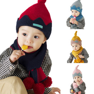 Baby Cap Winter Girls Korean Style Super Cute Soft Warm Woolen Scarf Hat Set
