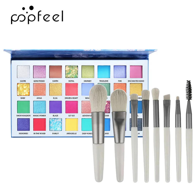Description Picture 6 of itemMulti-color Pearl Glitter Eyeshadow Palette+Brush Set Eyes Makeup Combination Eye Shadow Plate Black Eyebrow Eyeliner Pencil Kit